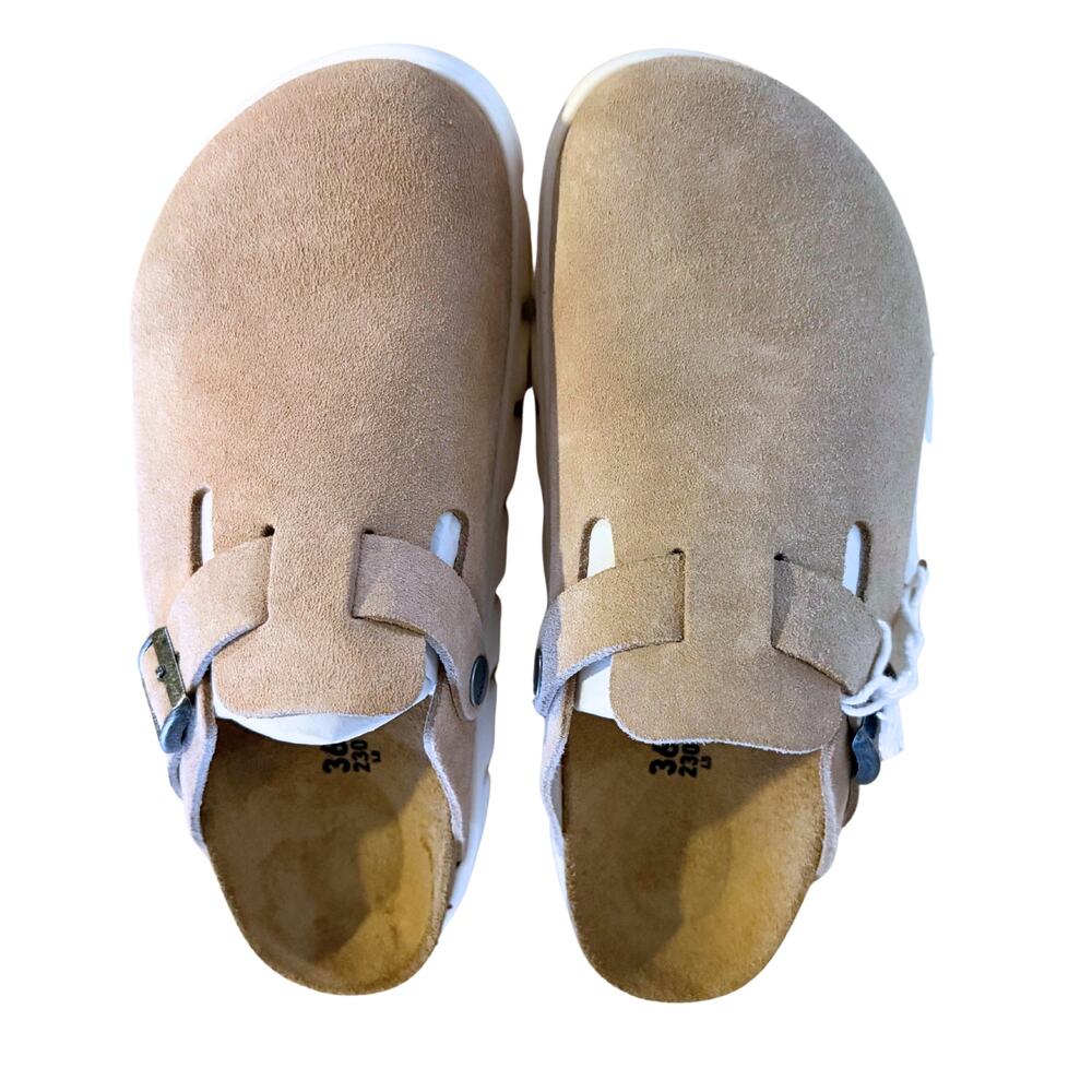 Birkenstock Papillio Boston Chunky Suede Leather Warm Sand Clogs Size 36 EU NWT